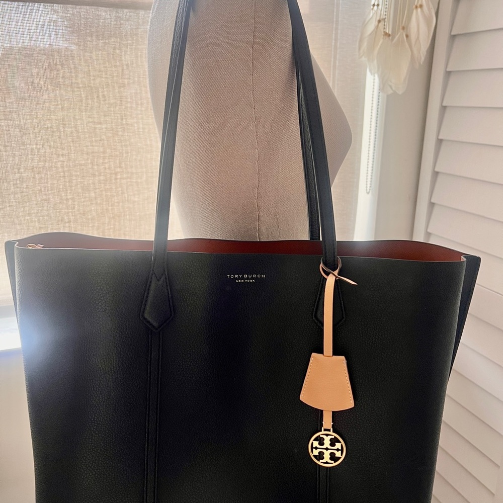 Tory Burch Perry Triple Compartment Leather Tote - Black